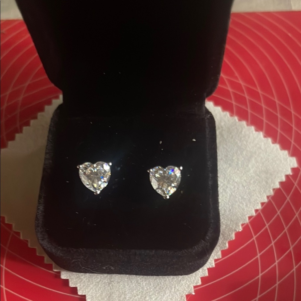 Heart-Shaped Silver Stud Earrings